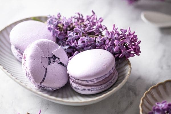 Lilac coloured lavender macaroons.