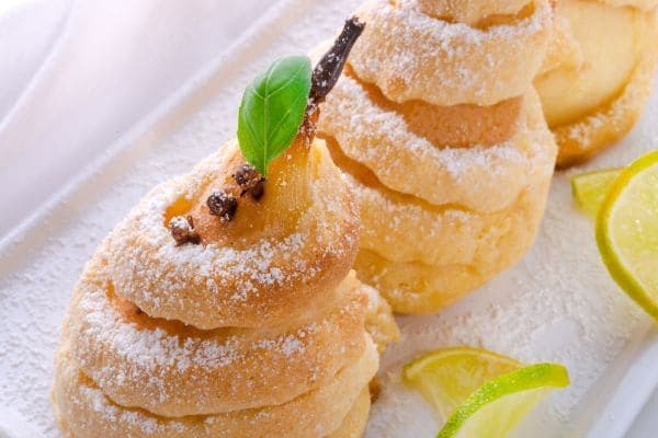 Three pastry wrapped pears.